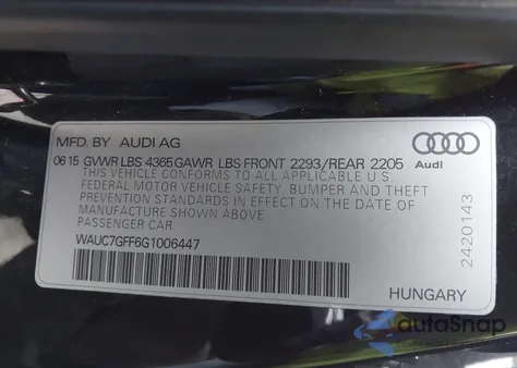 2016 Audi A3 1.8T Premium from USA, damaged, VIN WAUC7GFF6G1006447